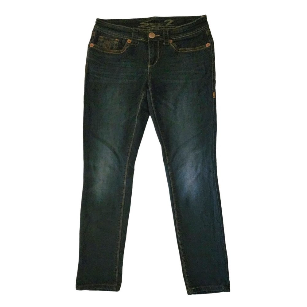 Seven7 Women's Dark Wash Mid Rise Cotton-Blend Skinny Jeans Size 10 - Picture 3 of 14